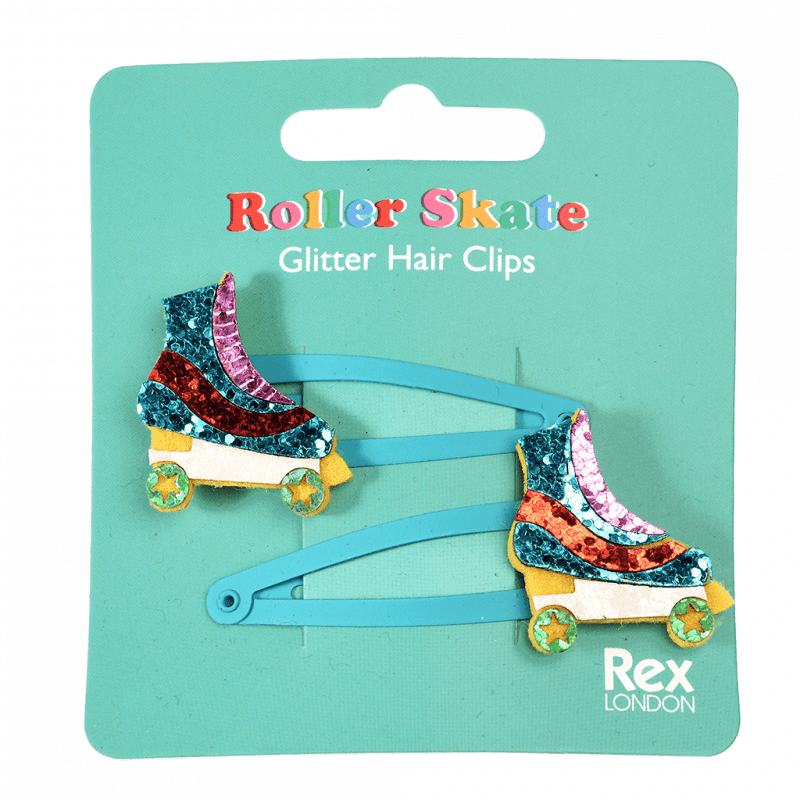 Rex London Glitter Hair Clips (set Of 2) - Roller Skate