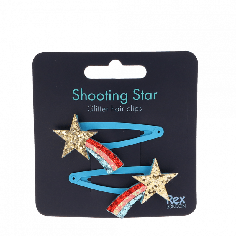Rex London Glitter Hair Clips (set Of 2) - Shooting Star