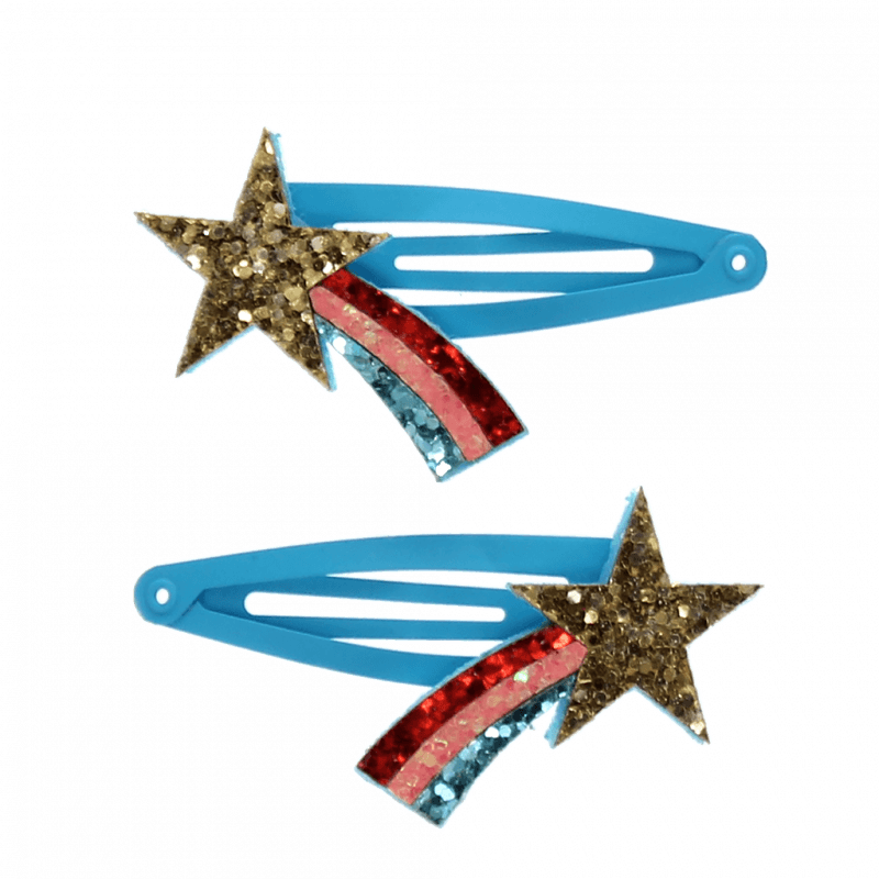 Rex London Glitter Hair Clips (set Of 2) - Shooting Star