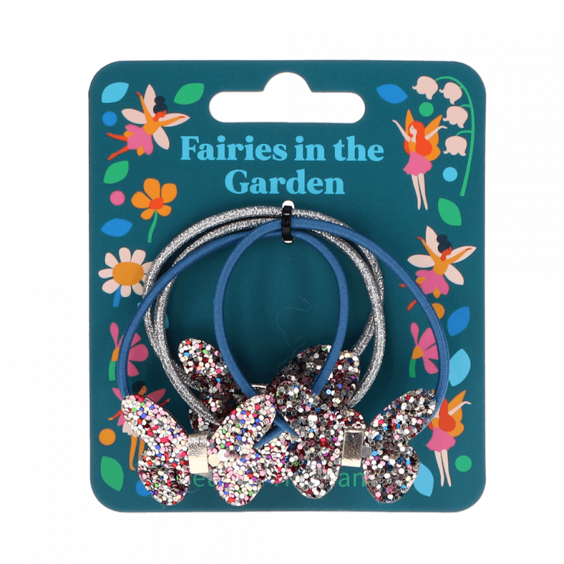 Rex London Glitter Hair Ties (set Of 4) - Fairies In The Garden Butterfly