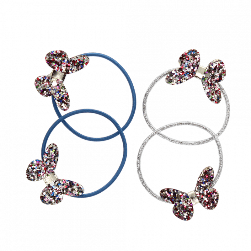 Rex London Glitter Hair Ties (set Of 4) - Fairies In The Garden Butterfly