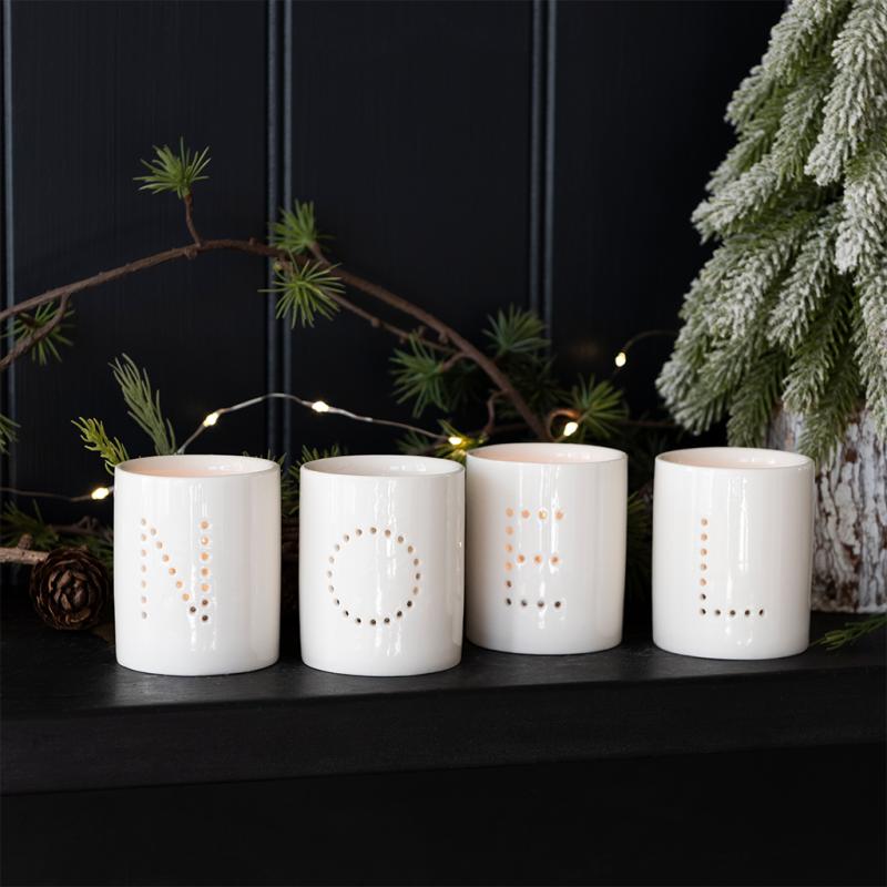 rex london Glossy ceramic tealight holders (set of 4) - NOEL
