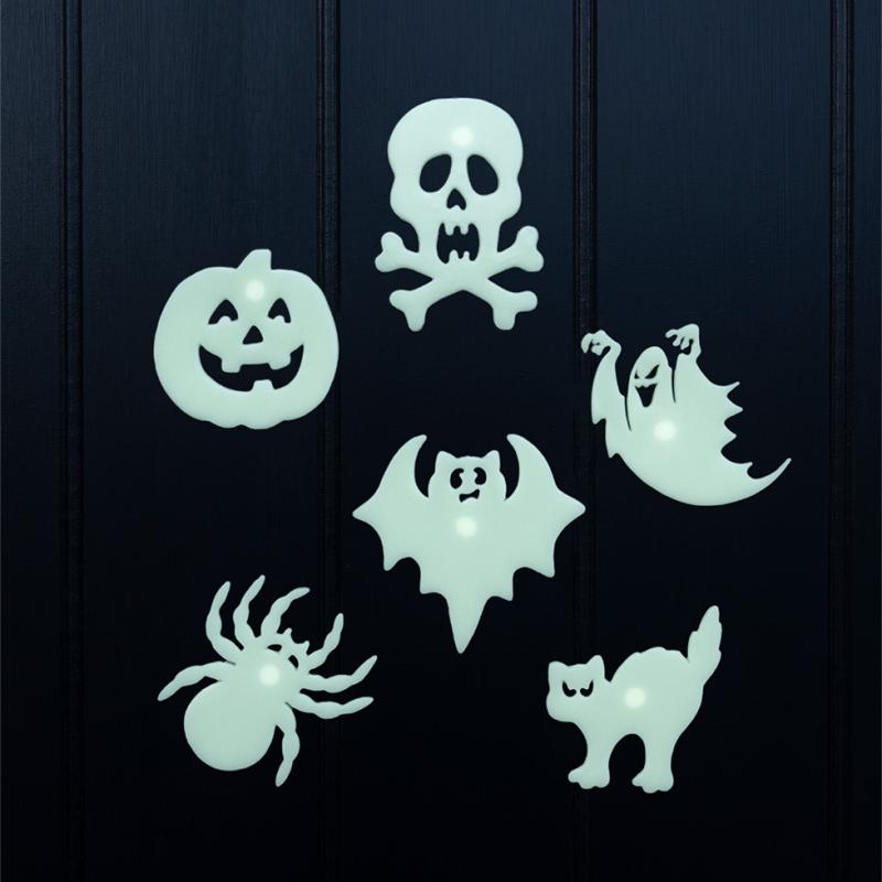 rex london Glow in the dark stick-on shapes (box of 12) - Spooky