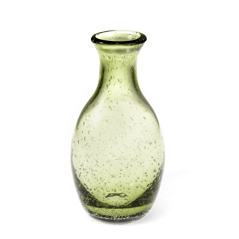 Rex London Hand Blown Bubble Glass Vase - Olive Green