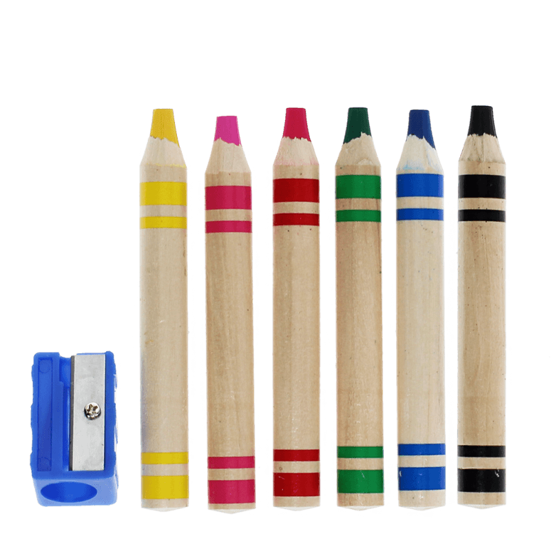 Rex London Jumbo Wooden Crayons With Sharpener (set Of 6)