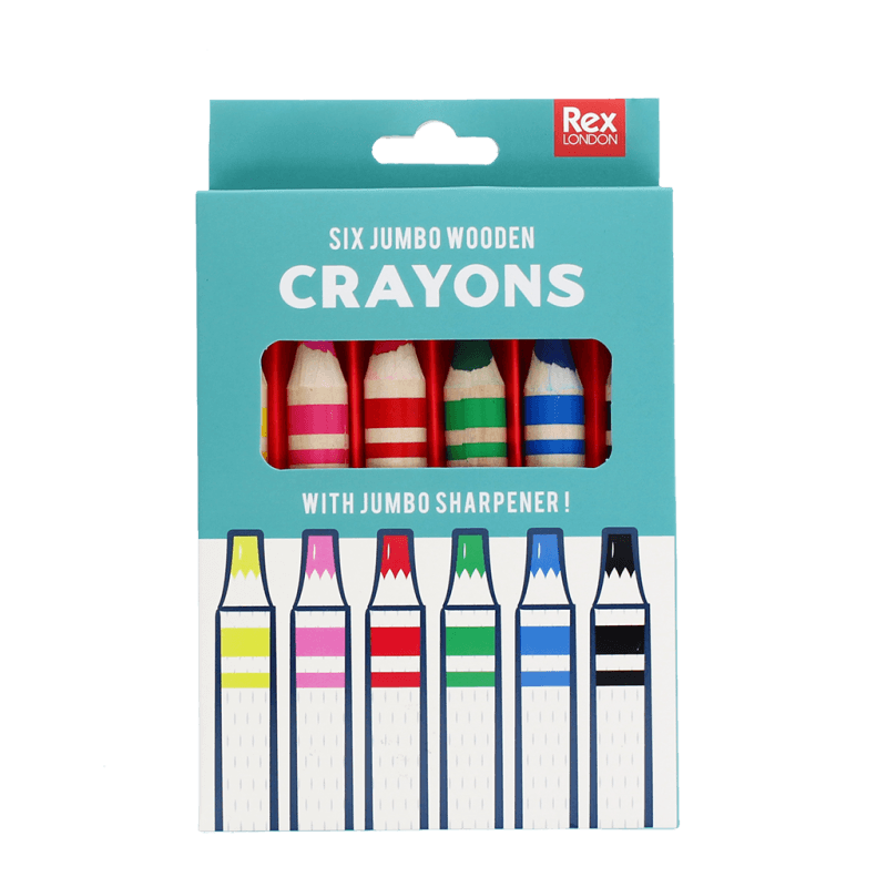 rex london Jumbo wooden crayons with sharpener (set of 6)