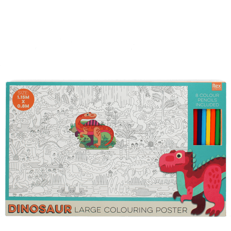 Rex London Large Colouring Poster With Pencils - Baby Dinos