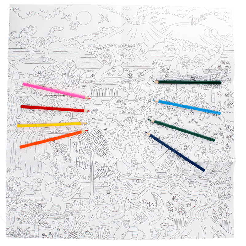 Rex London Large Colouring Poster With Pencils - Baby Dinos