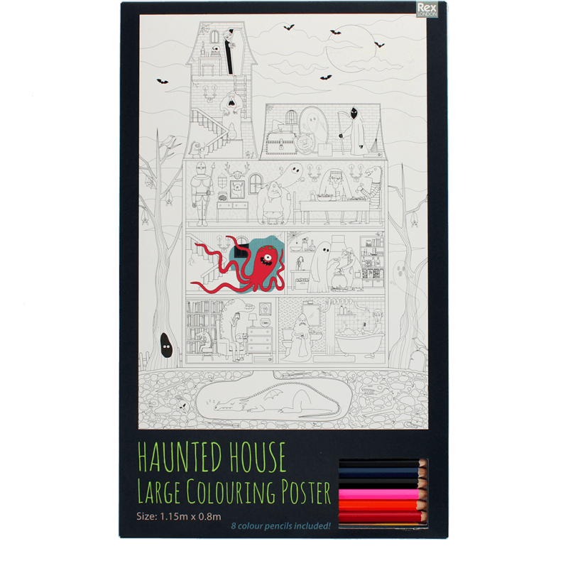 Rex London Large Colouring Poster With Pencils - Haunted House