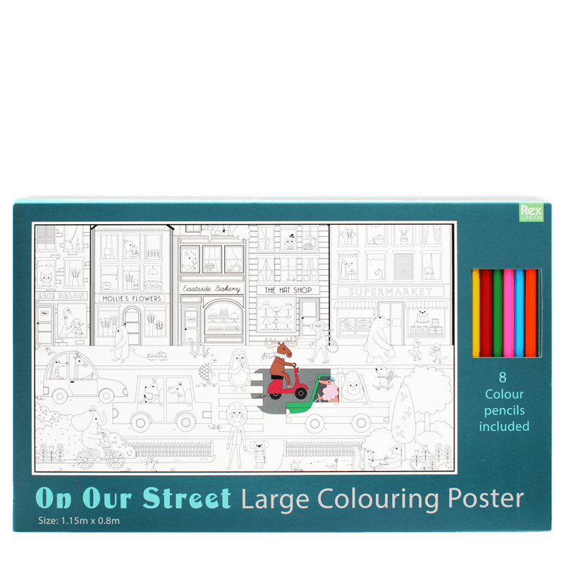 Rex London Large Colouring Poster With Pencils - On Our Street