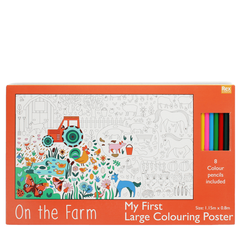 Rex London Large Colouring Poster With Pencils - On The Farm