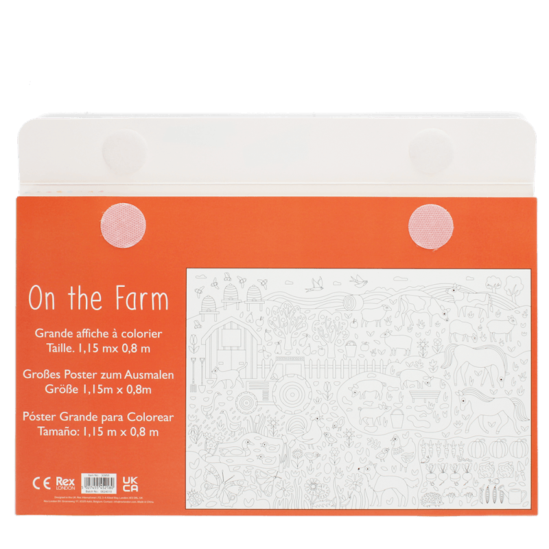 Rex London Large Colouring Poster With Pencils - On The Farm