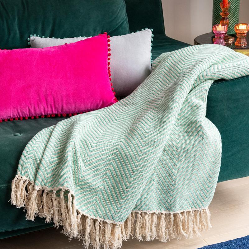 rex london Large herringbone throw (225 x 150 cm) - Aqua
