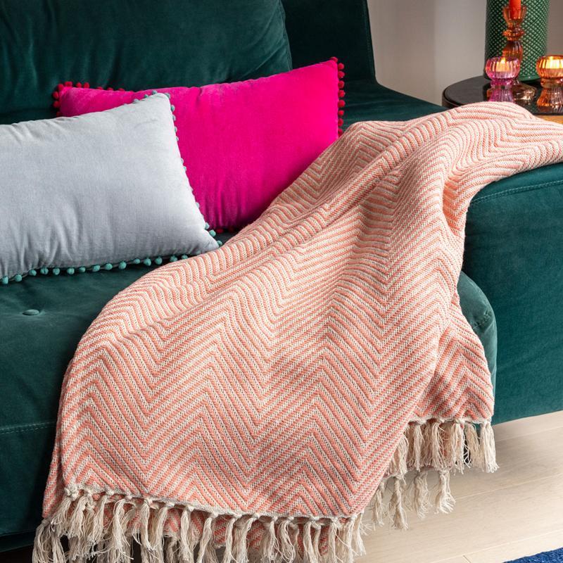 rex london Large herringbone throw (225 x 150 cm) - Coral