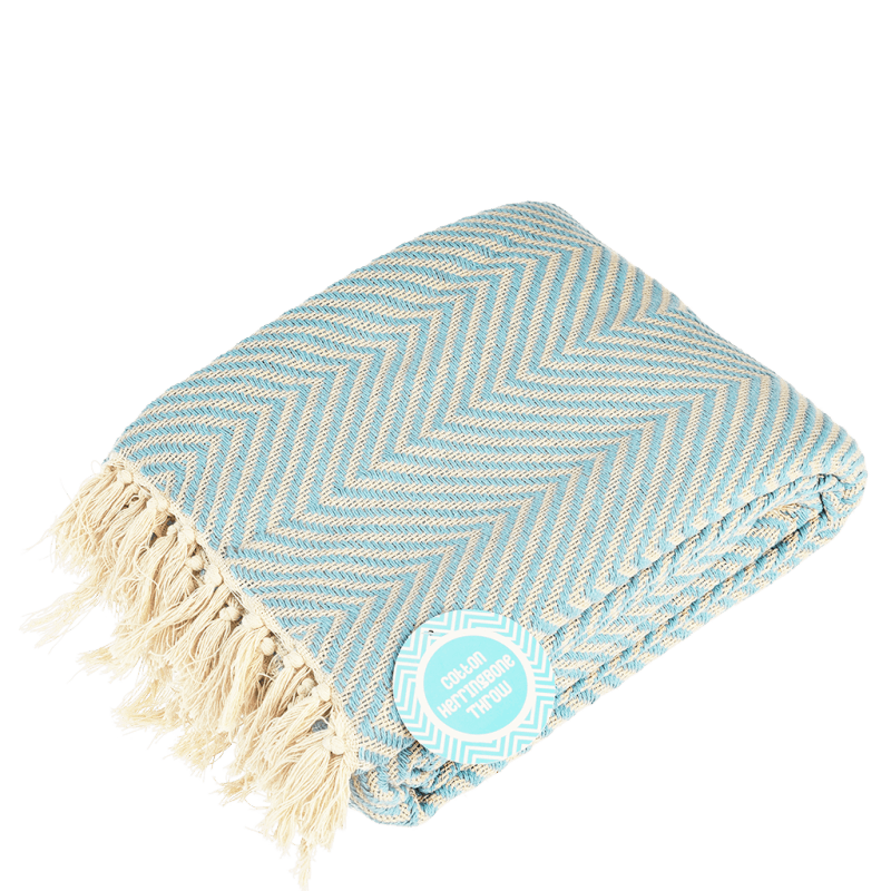 Rex London Large Herringbone Throw (225 X 150 Cm) - Pale Blue