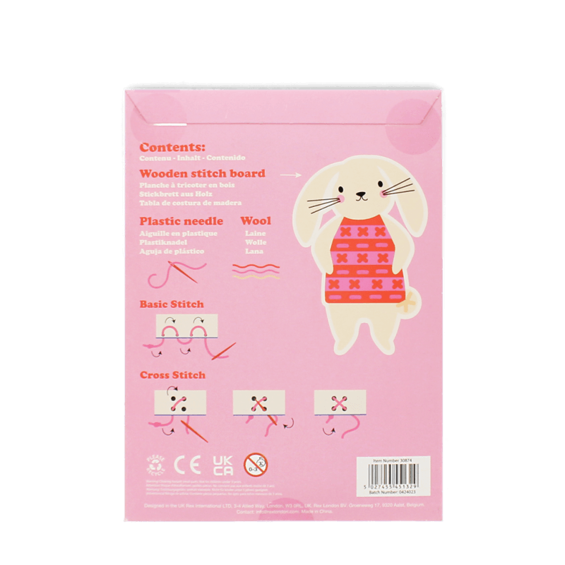 Rex London Learn To Sew Wooden Hand-stitch Set - Bunny