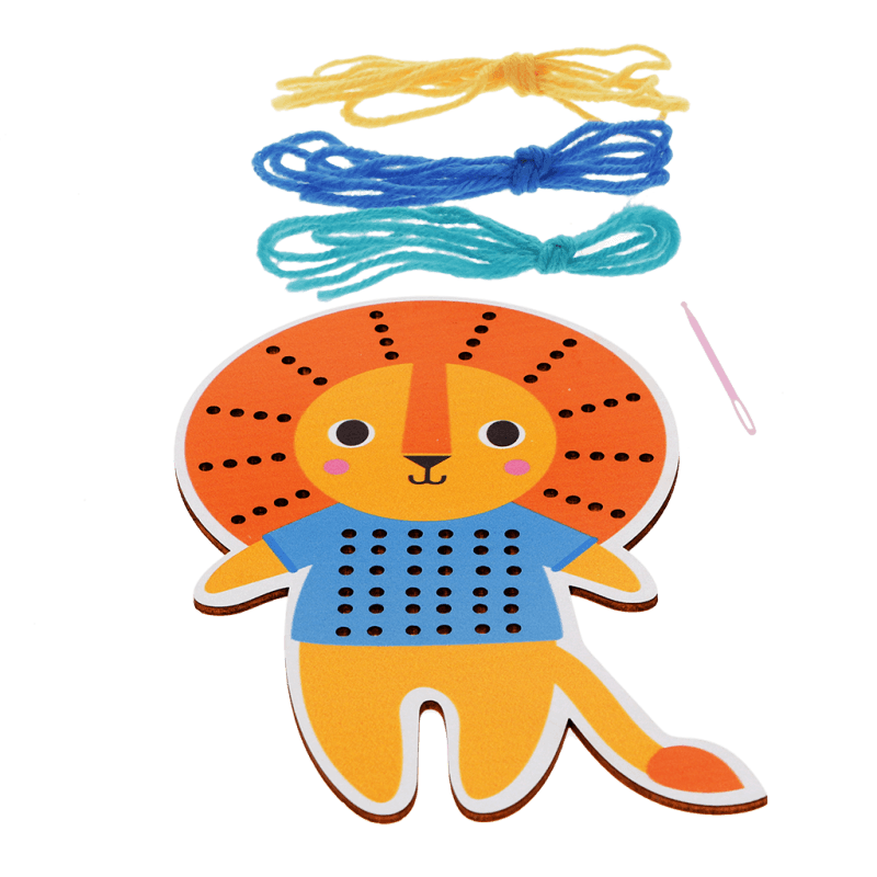 Rex London Learn To Sew Wooden Hand-stitch Set - Lion