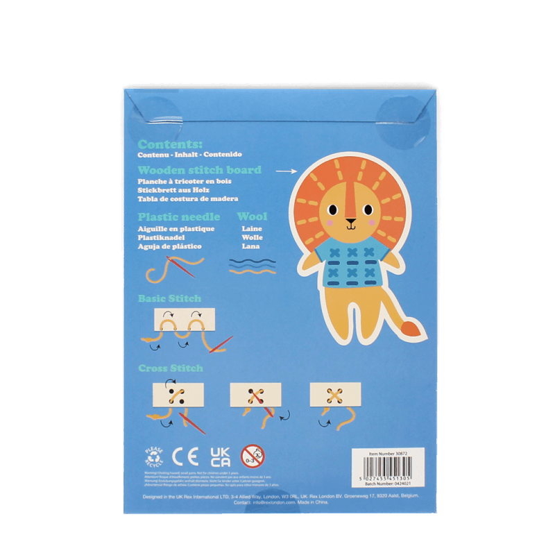 Rex London Learn To Sew Wooden Hand-stitch Set - Lion