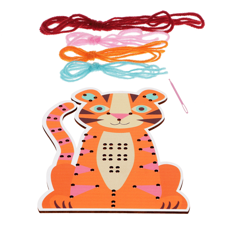 Rex London Learn To Sew Wooden Hand-stitch Set - Tiger