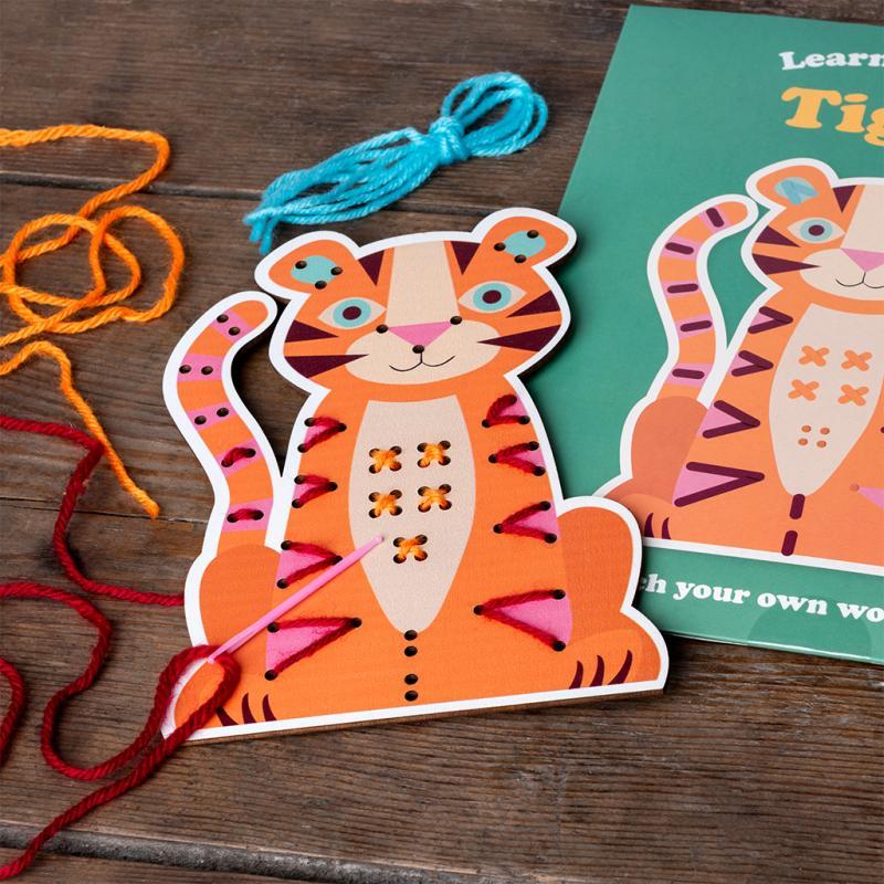 rex london Learn to sew wooden hand-stitch set - Tiger