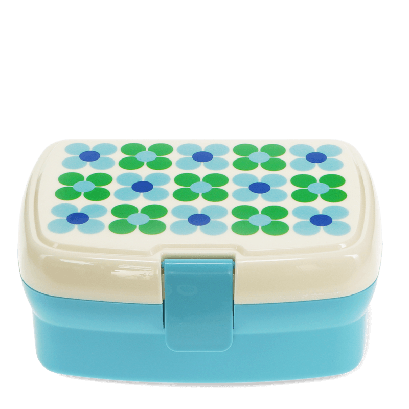 Rex London Lunch Box With Tray - Blue And Green Daisy