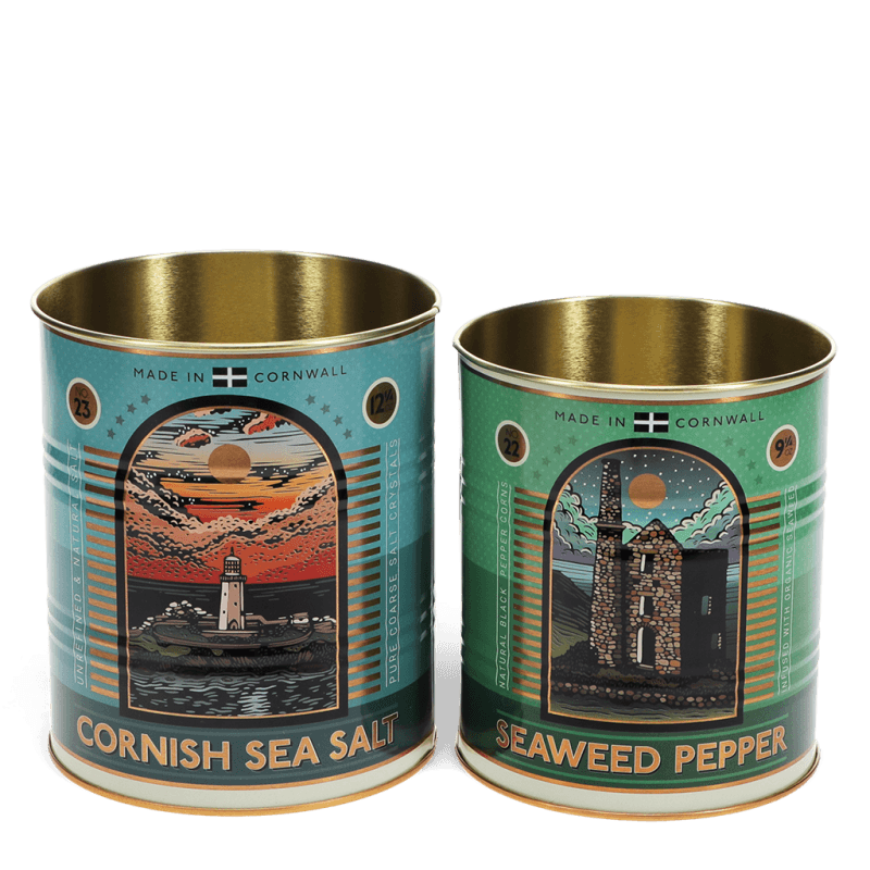 Rex London Medium Storage Tins (set Of 2) - Cornish Salt And Pepper