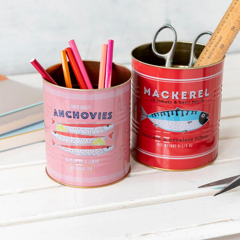 rex london Medium storage tins (set of 2) - Fish MACKEREL & ANCHOVIES