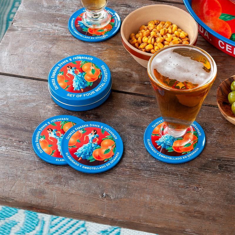 rex london Metal coasters (set of 4) - Cerveza Espanola