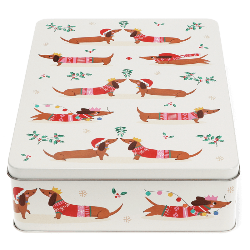 Rex London Mince Pie Storage Tin - Festive Sausage Dog