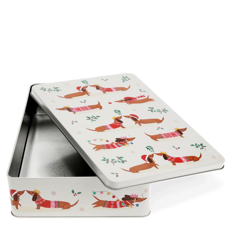 Rex London Mince Pie Storage Tin - Festive Sausage Dog