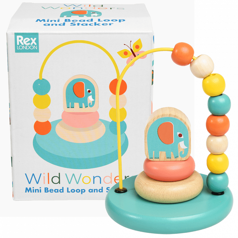 Rex London Mini Bead Loop And Stacker Wooden Toy - Wild Wonders