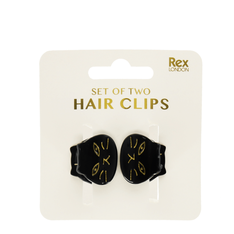 Rex London Mini Hair Claw Clips (set Of 2) - Black Cats
