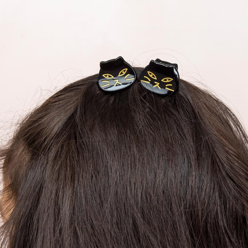 Rex London Mini Hair Claw Clips (set Of 2) - Black Cats