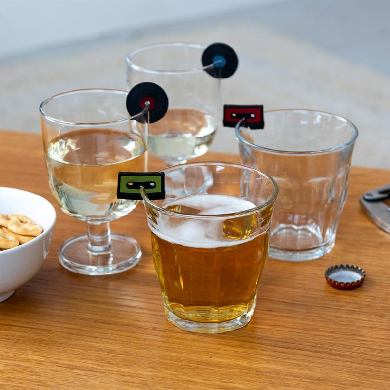 rex london Music drinks markers (set of 6) - Record and cassette