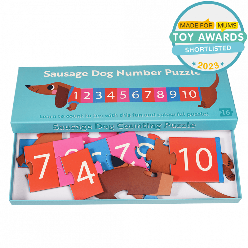 Rex London Number Floor Puzzle (16 Pieces) - Sausage Dog