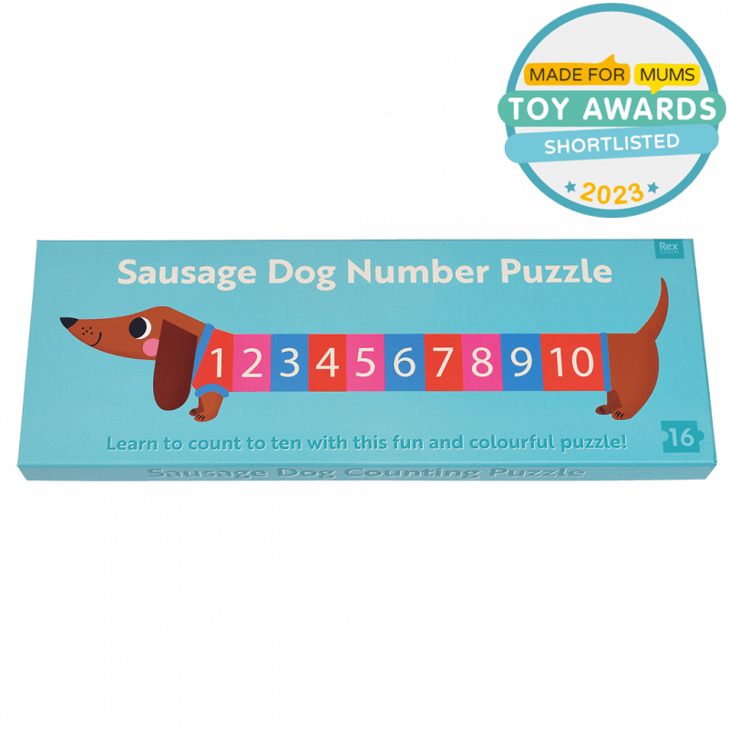 Rex London Number Floor Puzzle (16 Pieces) - Sausage Dog