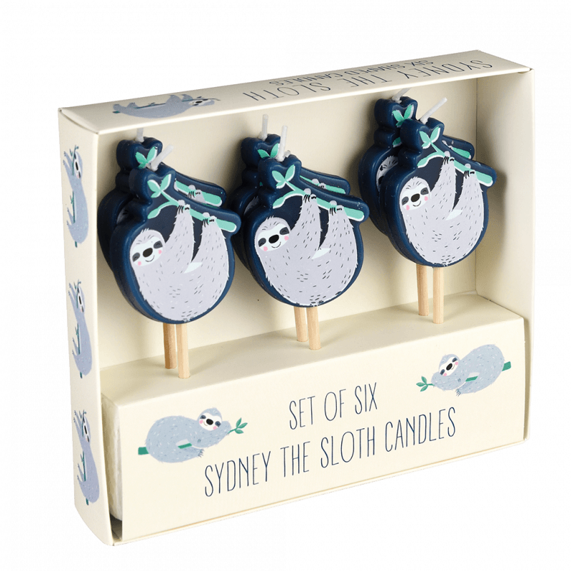Rex London Party Cake Candles (set Of 6) - Sydney The Sloth