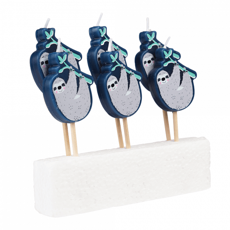 Rex London Party Cake Candles (set Of 6) - Sydney The Sloth