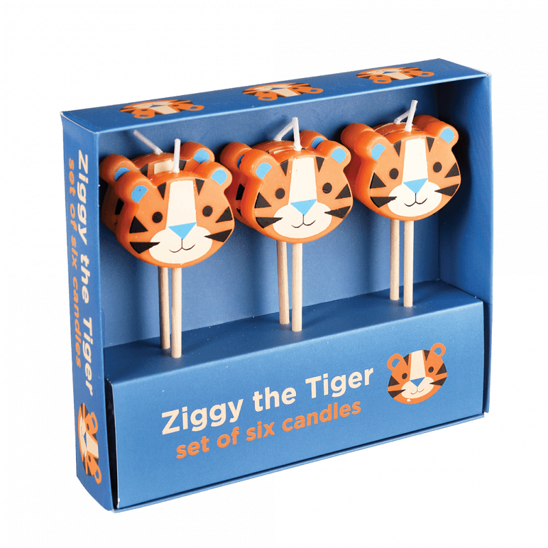 Rex London Party Cake Candles (set Of 6) - Ziggy The Tiger