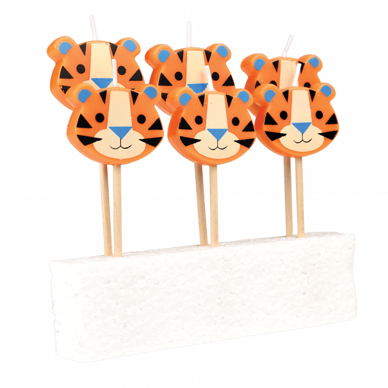 Rex London Party Cake Candles (set Of 6) - Ziggy The Tiger