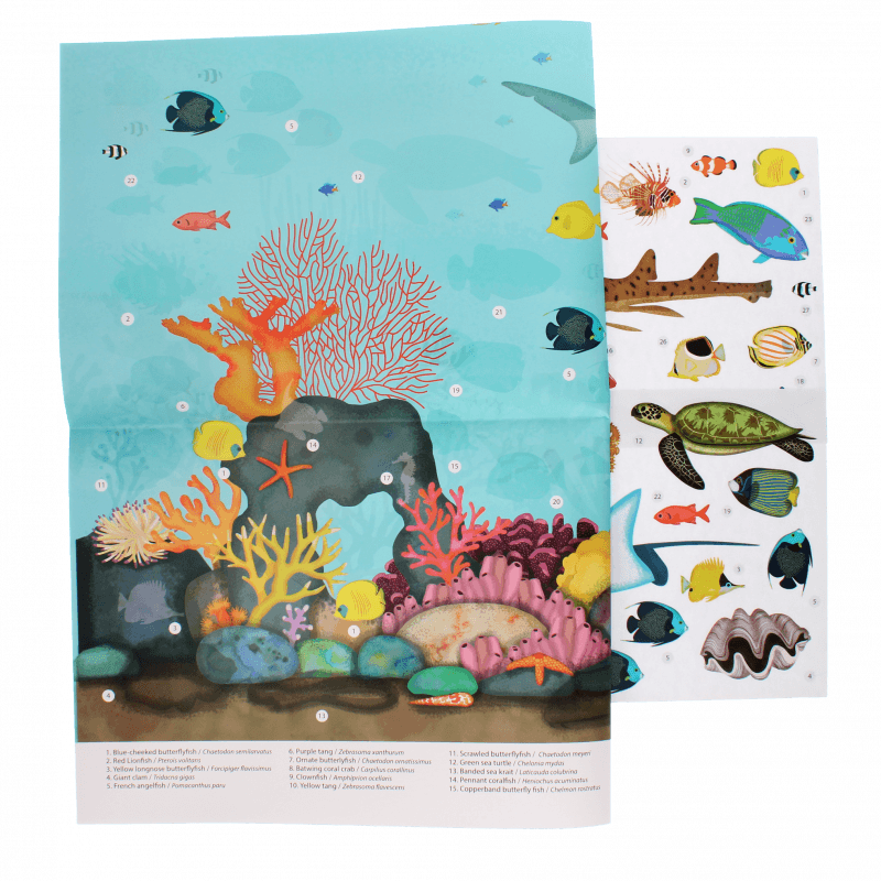 Rex London Poster With Reusable Stickers (50x70cm) - Coral Reef