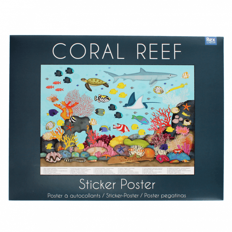 Rex London Poster With Reusable Stickers (50x70cm) - Coral Reef