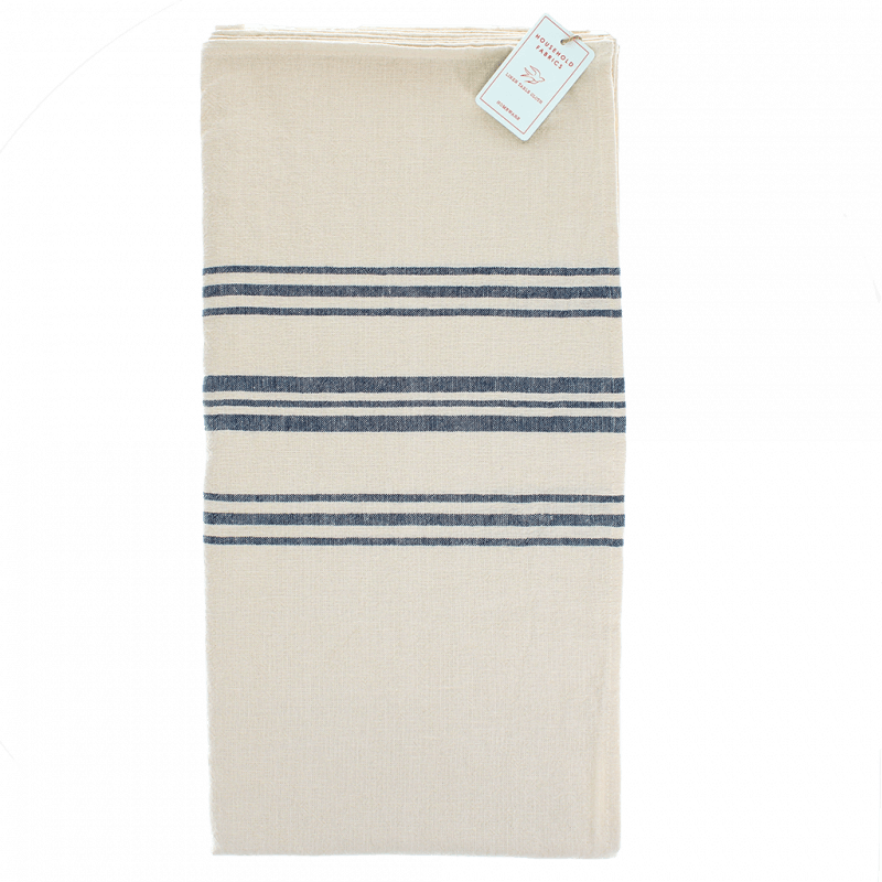 Rex London Pure Belgian Linen Tablecloth (120 X 180cm) - Blue Stripe
