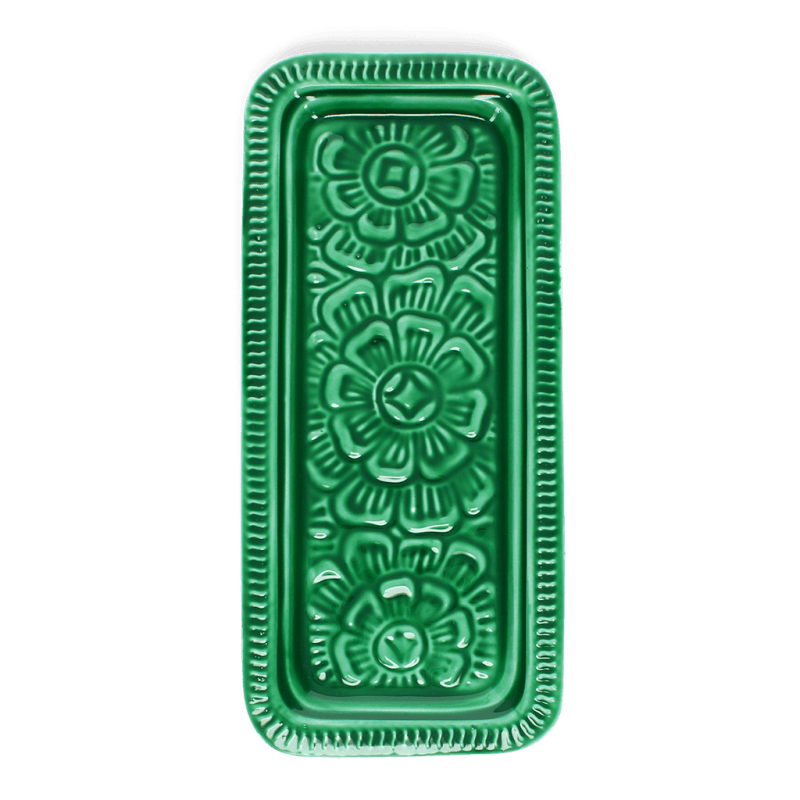 Rex London Rectangular Enamel Trinket Tray - Dark Green