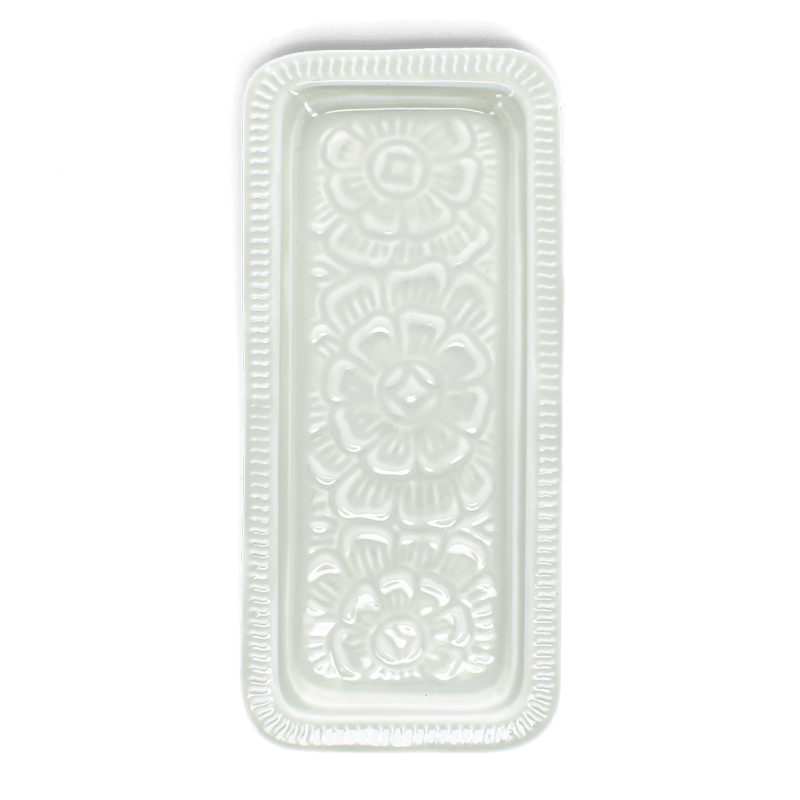 Rex London Rectangular Enamel Trinket Tray - Light Grey