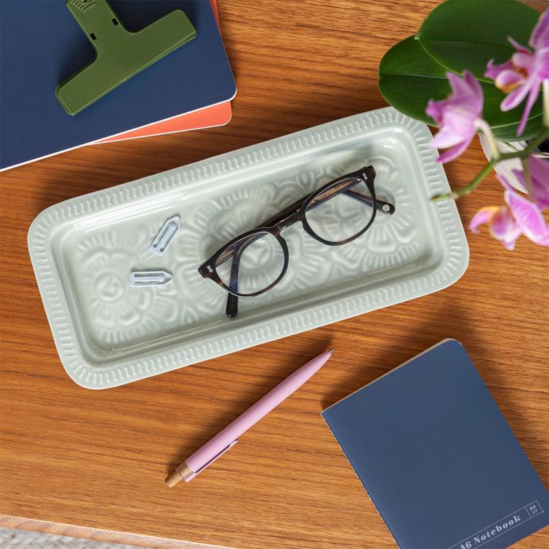 rex london Rectangular enamel trinket tray - Light grey