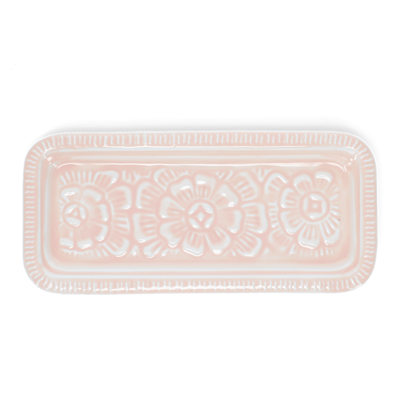 Rex London Rectangular Enamel Trinket Tray - Soft Pink