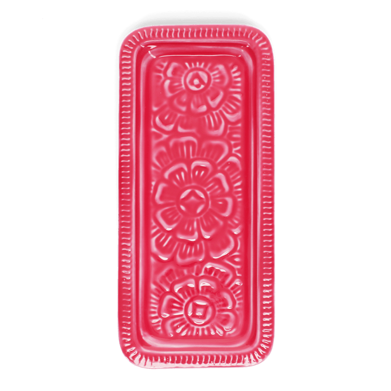 Rex London Rectangular Enamel Trinket Tray - Vibrant Pink