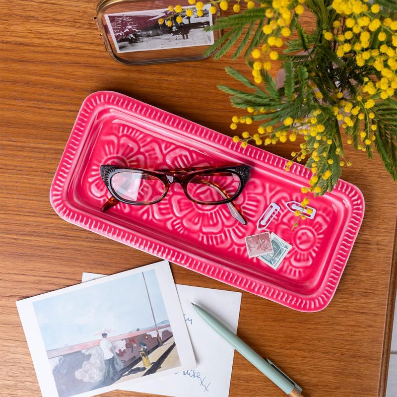 rex london Rectangular enamel trinket tray - Vibrant pink