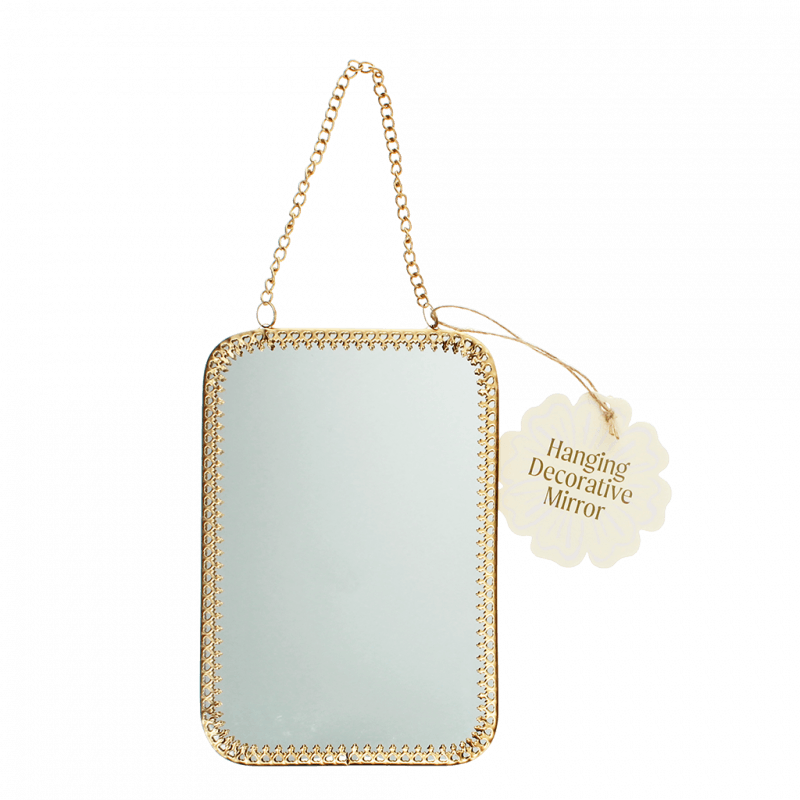 Rex London Rectangular Hanging Mirror (15.5cm X 10.5cm) - Gold Tone